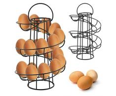 MultiWare Support à Oeufs Spirale Oeufs Presentoir en Métal Chrome Noir pour Cuisine Contenir 12–18 œufs