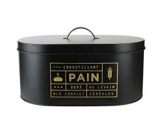 LA BOITE A BT6671 Boite à Pain, Metal, Noir-Doré, 34,5 x 20 x 18,5 cm