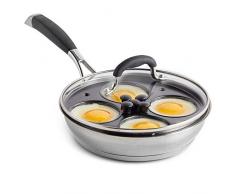 VonShef Pocheuse Cuiseur à Oeufs en Acier Inoxydable — 4 Moules à Oeuf Poché Amovibles — Compatible avec plaques à induction