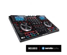 Numark NV II - Contrôleur DJ Professionnel à 4 Decks pour Serato DJ (Inclus) avec Double Écran Haute Résolution, Plateaux en Métal 5 pouces, 16 Pads Sensibles au Toucher et Packs Remix de Toolroom