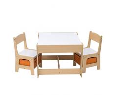 WOLTU 1 Table denfant + 2 chaises avec Espace de Rangement pour Enfants dâge préscolaire,SG002