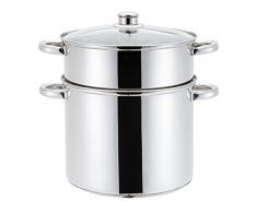 Haussmann Héritage® Couscoussier/Cuit Vapeur/Faitout 3 en 1-INOX-Tous Feux Dont Induction- HM-0850 (14Litre/26cm)