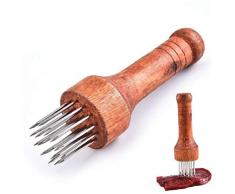 Viande en Acier Inoxydable attendrisseur Mallet Bois poignée Viande Lames Aiguille de Transformation des Aliments Gadget Boeuf Porc Accessoires de Cuisine
