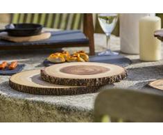 Artesà Plateau à Fromage en Bois avec Bord décorce Rond, Bois Dense, Marron, 30 cm (12 inches)