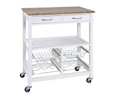 Haku 40331 Chariot de cuisine en MDF Blanc 37 x 68 x 84 cm
