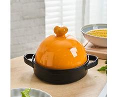 SCSBJ Tajine en Fonte Émaillée Ronde Ø 28 cm Compatible avec Toutes Sources de Chaleur Induction et Four Inclus Tajine Céramique Induction,Orange