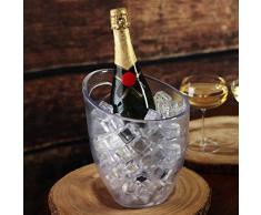 bar@drinkstuff Seau à glaçe,rafraichisseur de bouteille avec poignée 3 litres en plastique givré , peut contenir 1 bouteille de vin ou champagne