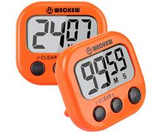 WECKEW Minuteur numérique de Cuisine avec chronomètre(2 Orange)