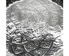 PLATEAU eN aLUMINIUM pOUR bOUGIE cHAUFFE-pLAT rOND dESIGN oRIENTAL eN mÉTAL nEUF tEETABLETT bRILLIBRUM pLATEAU aRGENTÉ ® fLYER, Tablett 45 cm Ø