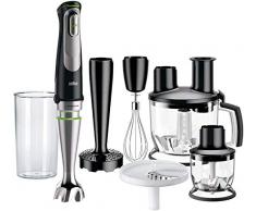 Braun Mixeur Plongeant Multiquick 9 MQ 9087X avec Technologie ActiveBlade, Mixeur, Concasseur et Robot Culinaire, 1000 W, Ensemble daccessoires Inclus avec 5 Pièces, Noir / Acier Inoxydable