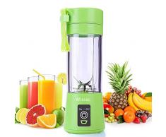 Wissec Mixeur portable,mini blenders, blender portable pour smoothies et milk-shakes, six lames en 3D pour un mélange parfait, presse-agrumes USB rechargeable 380ML