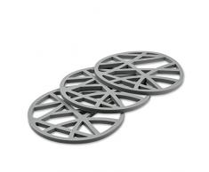 Oishii Heatmater — Lot de 3 Dessous de Plat en Silicone forme de Cercle : Isotherme/Souple/Durable/Antidérapant, 15.8 x 15.8 x 0.7cm, Cercle - Gris
