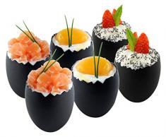 Kubb K133 Coffret 6 verrines Åufs Noir, Plastique, Hauteur : 56mm-Diamètre : 50mm