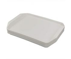 Ponpong Rectangulaire Plateaux Plateau de Service Plastique, Blanc, Lot de 6