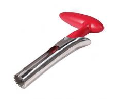 Newness Vide-Pomme en Acier Inoxydable Outil avec Lame Dentelée, pour la Maison et Cuisine (Rouge)