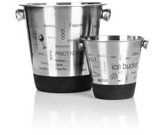 COM-FOUR® Ensemble de seaux de refroidissement 2 pièces, seau à glace et refroidisseur de bouteilles dans un design moderne, refroidisseur à vin ou champagne (02 pièces - glacière et champagne)