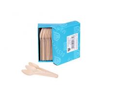 GRÄWE Ensemble de Couverts jetables – 100 Petites Cuillères en Bois, env. 11 cm, pour café et à Dessert
