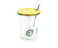 Saveur et Degustation KA1574 Bocal Boisson 5L ET LOUCHE, Bois/INOX/Verre, Transparent/Marron, 19 x 19 x 30,5 cm