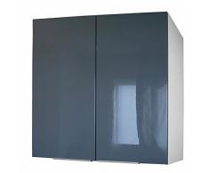 Berlioz Creations CP8HG Meuble Haut de Cuisine avec 2 Portes Gris Haute Brillance 80 cm