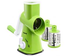 Geedel Râpe à Fromage Rotative, Râpe à Fromage Manuelle avec 3 Lames de Tambour Détachables, Râpe à Légumes Facile à Nettoyer pour Une Coupe Rapide et Différente