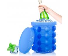 HUHUDAY Bac à Glaçons, Ice Cube Magique Glacon Ice Cube Maker Silicone Glacon Seau Moule Glacon Avec Couvercle Ice Genie ÉConomiser De LEspace Pour Un Apéro DIY Chocolat Whisky Cocktail Parties