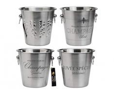 SAVEUR ET Degustation KV7014 Seau Ã Champagne, Acier Inoxydable, Gris, 22,4 x 22,4 x 21 cm