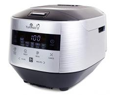 Yum Asia Bamboo Cuiseur à riz avec chauffage à induction (IH) et bol en céramique, 7 fonctions de cuisson au riz, 4 fonctions multicuiseurs, écran LED Motouch – 220-240V UK/EU (Argent et noir)