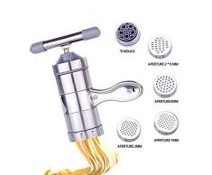 Apark Portable Pasta Maker/Noodles Machine/Machine à Pâtes en Acier Inoxydable, Machine à pâtes manuelle en acier inoxydable, presse à pâtes (1 Machine et 5 Emporte-PièCes)