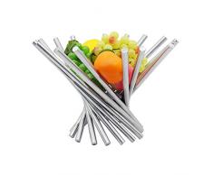 Corbeille à Fruits Pliable en Acier Inoxydable Pour Table De Cuisine/Table de Salle à Manger, Bol à Fruits Créatif en Métal Antirouille/Décoration de Table, Argenté Orange/Banane/Pomme/Raisin Plateau
