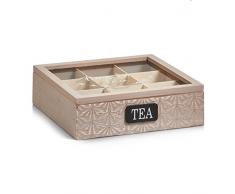 Zeller 15115 Boîte à thé, Bois de Polonia, Brun, 24 x 24 x 7 cm