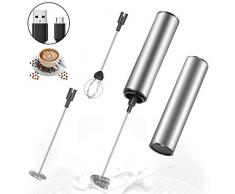 MOSUO Mousseur à Lait Électrique, Mousseur de Lait Rechargeable USB et Mini Batteur avec Dual Fouet Tête, Mélangeur Acier Inoxydable pour Café Crème Cappuccino Latte Cocktails Jus