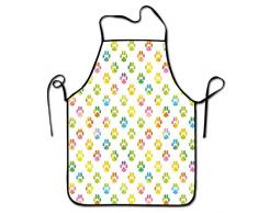Not Applicable Tablier damant de Chien pour Cheveux styliste Empreinte Animale coloré Abstrait Chiot Pattes éléments Grunge Pinceau Effet Tablier Bistro Multicolore
