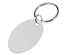 PORTE-CLEFS pendentif de sacs OVALE PLAT 3,5x5,5 plaqué argent argenté