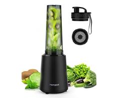 homgeek Mini Blender, Blender Smoothie, Mixeur à Smoothie avec une Bouteille Portable Compacte de 500 ml, 4 Lames en Acier Inoxydable, 25,000 RPM/Min, 300W, Sans BPA