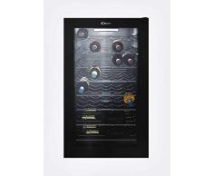 CANDY CWC150EU Cave à vin 41 Bouteilles, lumières LED, 6 étagères chromées et 2 Wine Racks, Silencieux, télécommandes mécaniques de température, Porte réversible, 121 L, 39 décibs, Noir