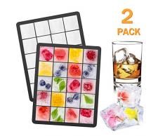 YHmall 2pcs Bac à Glaçons Moules à Glaces en Silicone Souple sans BPA Démouler Facilement 20 Ice Cubes pour DIY Chocolat Whisky Boissonet Cocktail