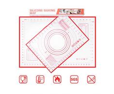 Ehomfy 2pcs Tapis de Cuisson en Silicone avec Mesure Anti-adhésif Feuille de Cuisson Papier Cuisson Reutilisable Accessoire Cuisine Patisserie (2 Size 60x40cm + 40x30cm)