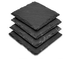 Navaris Lot 4 sous-Verres Ardoise - 4X Dessous de Verres carré 10 x 10 cm pour Table - Support pour Verre Tasse mug Bouteille vin bière bock