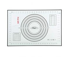 Tapis de Cuisson Patisserie en Silicone Anti-adhésif Réutilisable Baking Mat Fondant Pâte, 100% SANS Bisphénol-A (BPA),avec Mesure, 60 x 40 cm (Noir +Grattoir Cadeau)