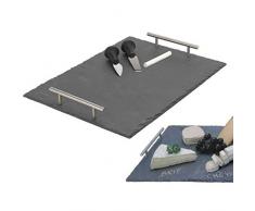 Générique Plateau à Fromage Rectangulaire Ardoise + 2 Couteaux + Craie