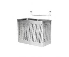 BESTONZON Porte-couverts à sécher Panier suspendu rectangulaire à baguettes en acier inoxydable pour suspendre la vaisselle Égouttoir avec crochets pour cuisine (compartiments doubles)