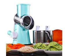 HUADEYI Trancheur de légumes Machine à Couper Les Fruits et légumes Multifonctions Râpe à Fromage à Tambour Rotatif avec 3 Lames rotatives en Acier Inoxydable broyage Tranchage Outils de Pique-Nique