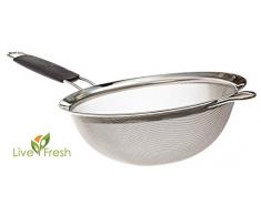 LiveFresh Passoire Mailles Fines de Bonne qualité en Acier Inoxydable – 19.5 CM - Tamiser Le Quinoa, Le Riz, la Farine, Les pâtes et Plus avec la Meilleure passoire Disponible