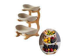 JUNGEN Grande Corbeille a Fruits 3 etages Fruit fêtes Plat en La céramique Panier A Fruits Plateaux De Service pour Gâteaux Fruits Dessert Collation Sushi