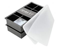 Bac À Glaçon XXL En Silicone Avec Couvercle Set De 2 Bacs À Démoulage Facile Glaçons En Cubes Géants 5cm Sans BPA