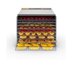 Klarstein Fruit Jerky Pro 10 - Déshydrateur alimentaire, Puissance 1000W, 10 larges étages, Surfache de séchage env.1,5m², Production naturelle, Châssis en métal stable, Écran LCD, Argent