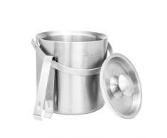 Maison & White Seau à glace 2L | Glacière isotherme à double paroi | Refroidisseur de boissons en acier inoxydable | Comprend Pinces et Couvercle