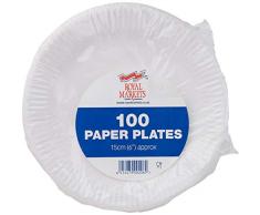 Royal Markets Lot de 100 assiettes en papier jetables 15 cm
