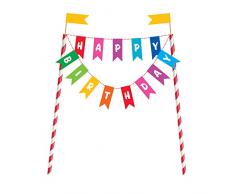 Unique Party - 49578 - Décoration de Gâteau Anniversaire Arc-en-Ciel