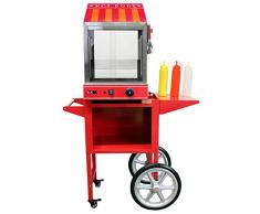 KuKoo Cuiseur Vapeur pour Hot Dog avec Chariot Assorti, Machine Commerciale pour Hot Dog à Portes en Verre et Réchauffe Pain